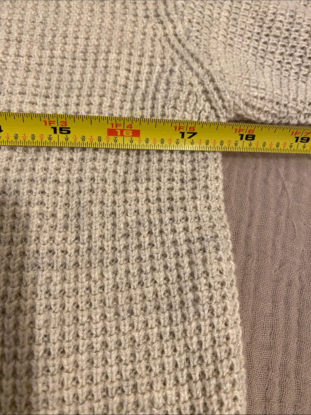 Buck Mason Cotton Cropped Waffle Knit Crewneck Sweater - Cream. Size XS - Picture 10 of 11